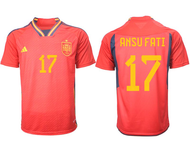 Men 2022 World Cup National Team Spain home aaa version red #17 Soccer Jerseys